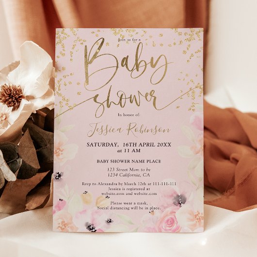 Papier Budget pour une baby shower avec aquarelle florale