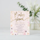 Papier Budget pour une baby shower avec aquarelle florale (Debout devant)