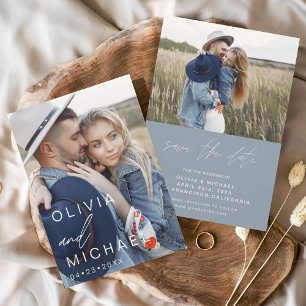 Papier Budget Poussiéreux Typographie Bleu Save the Date
