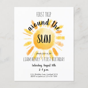 Papier Budget Premier Voyage Autour De L'Invitation Sun P