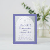 Papier Budget Première Communion Argent Violet Invitation (Debout devant)