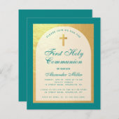 Papier Budget Première Communion Faux Gold Invitation Tur (Devant / Derrière)