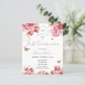Papier Budget Première Communion Papillons Floraux Roses (Debout devant)