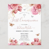 Papier Budget Première Communion Papillons Floraux Roses (Devant)