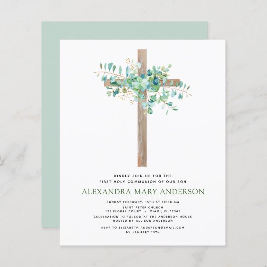 Papier Budget Première Communion Sainte Verdure Eucalyptu (Devant / Derrière)