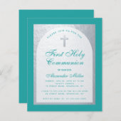 Papier Budget Première communion Turquoise Blue Silver In (Devant / Derrière)