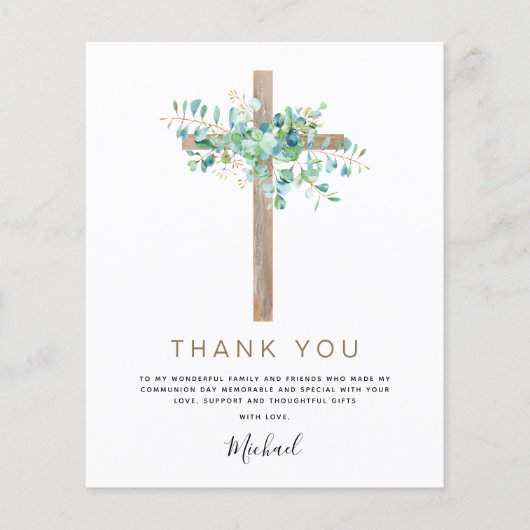 Papier Budget Première Sainte Communion Merci Eucalyptus (Devant)