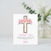 Papier Budget Première Sainte Communion Merci Floral rose (Debout devant)