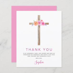 Papier Budget Première Sainte Communion Merci Floral rose