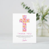 Papier Budget Première Sainte Communion Merci Floral rose (Debout devant)