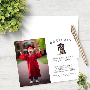 Papier Budget Preschool Grad Invitation Scruffy Puppy