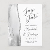 Papier Budget Prévu Agate Gris Argent Script Save the Dat (Devant)