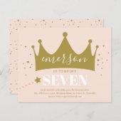 Papier Budget Princesse rose Anniversaire Invitation (Devant / Derrière)