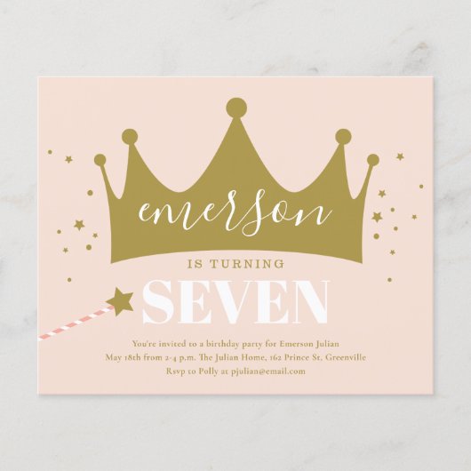 Papier Budget Princesse rose Anniversaire Invitation (Devant)