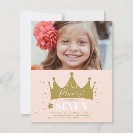 Papier Budget Princesse rose moderne Invitation d'anniver (Devant)