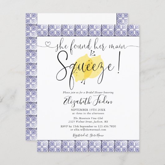 Papier Budget Principal Squeeze Carreaux Douche nuptiale  (Devant / Derrière)