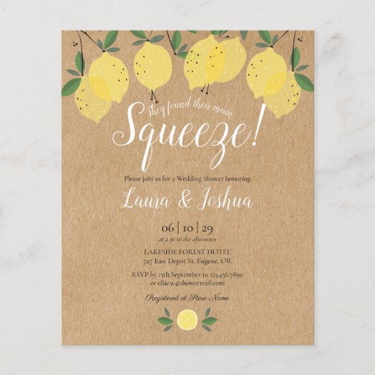 Papier Budget principal Squeeze Lemon Wedding shower Invi (Devant)