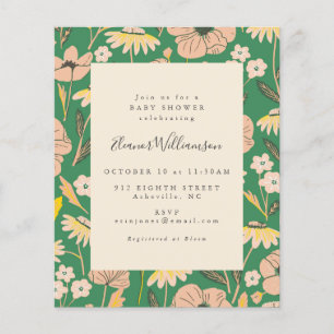 Papier Budget Printemps vert Baby shower floral Invitatio