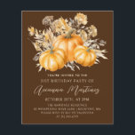 Papier BUDGET PRIX 21e anniversaire Rustic Boho Citrouill<br><div class="desc">D'élégants citrouilles d'aquarelle orange sont nichés dans une variété de feuillages et de fleurs d'automne. Un arrière - plan brun foncé et riche le cadre à la perfection. Parfait pour une fête d'automne. Tout le texte est modifiable.</div>