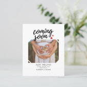 Papier Budget Prochainement Grossesse Photo Faire-part (Debout devant)