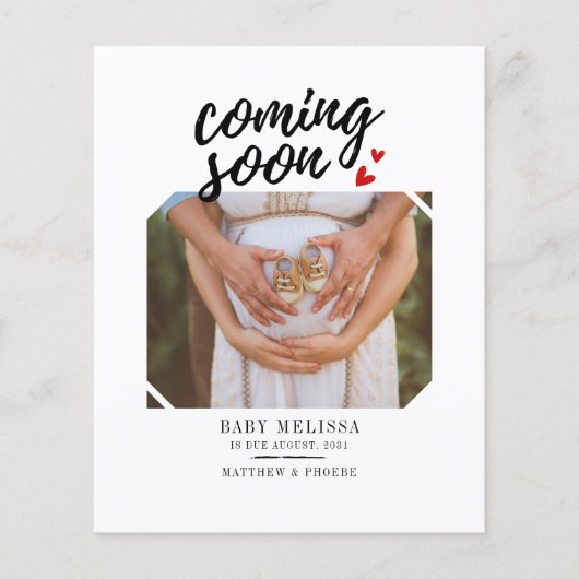 Papier Budget Prochainement Grossesse Photo Faire-part (Devant)