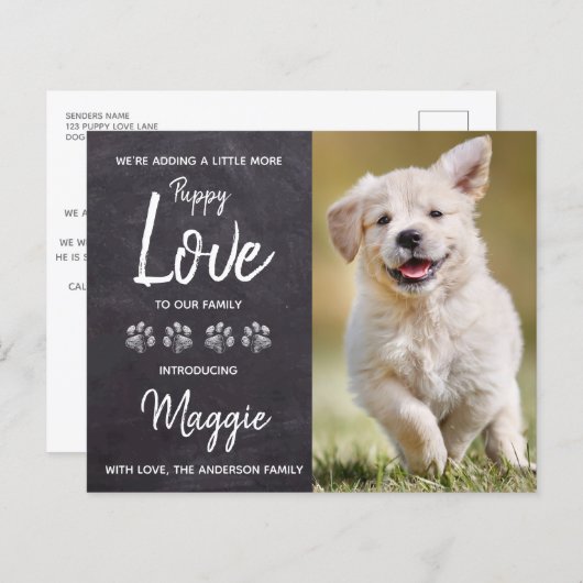 Papier Budget Puppy Love New Pet Dog Faire-part (Devant / Derrière)