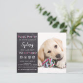 Papier Budget Puppy Pawty Chalkboard Pink Chien Anniversa (Debout devant)