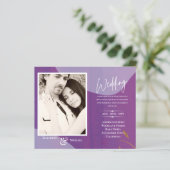 Papier BUDGET Purple Abstrait photo Mariage Invitation (Debout devant)