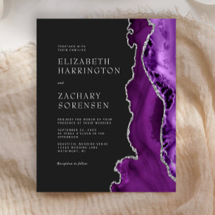 Papier Budget Purple Agate Argent Faire-part de mariage