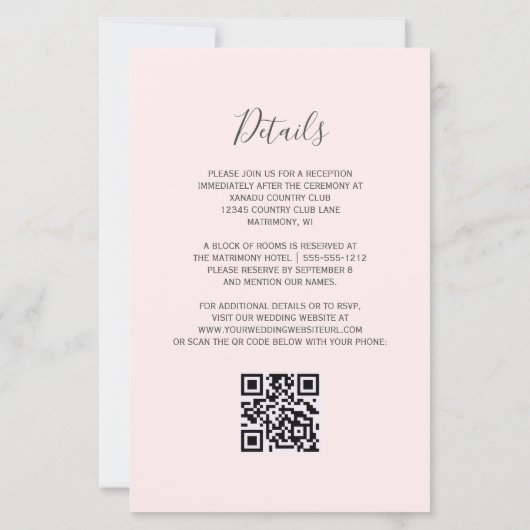 Papier Budget Purple Agate Blush QR Code Mariage Invitati (Dos)