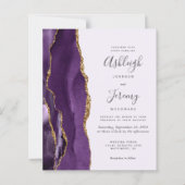 Papier Budget Purple Agate Or Faire-part de mariage moder (Devant)