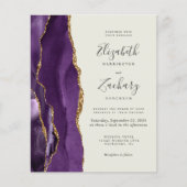 Papier Budget Purple Agate Photo Ivory Wedding Invitation (Devant)