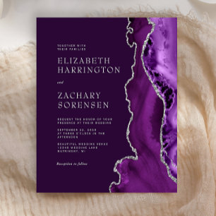 Papier Budget Purple Agate Plum Argent Faire-part de mari