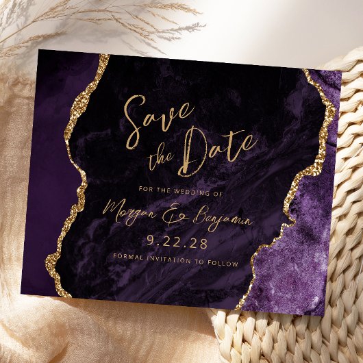 Papier Budget Purple Agate Wedding Enregistrer la date