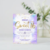 Papier Budget Purple Aquarelle Sweet 16 Gold Invitation (Debout devant)