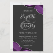 Papier Budget Purple Argent Agate Corners Mariage foncé (Devant)