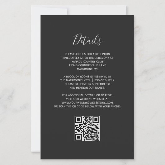 Papier Budget Purple Argent Agate Dark QR Code Mariage (Dos)