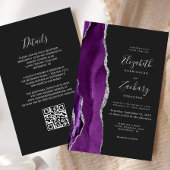 Papier Budget Purple Argent Agate Dark QR Code Mariage
