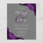 Papier Budget Purple Argent Agate Gris Mariage Invitation (Devant)