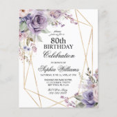 Papier Budget Purple & Blush Tout Âge Anniversaire Invita (Devant)