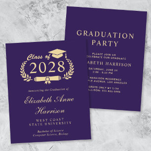 Papier Budget Purple College Graduation Party Invitation