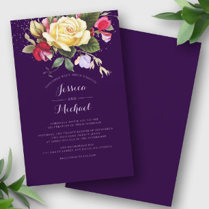 Papier Budget Purple Élégant Faire-part de mariage Floral
