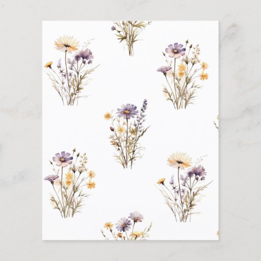 Papier BUDGET Purple Fleur sauvage Baptême Invitation (Dos)