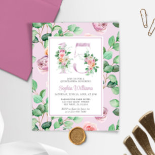 Papier Budget Purple Fleurs Roses Quinceañera Invitation