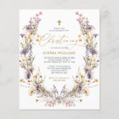 Papier BUDGET Purple Fleurs sauvages Christening Invitati (Devant)