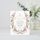 Papier BUDGET Purple Fleurs sauvages Confirmation Invitat (Debout devant)
