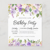Papier Budget Purple Floral 30e anniversaire Invitation (Devant)