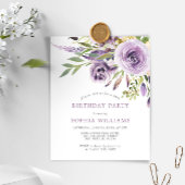 Papier Budget Purple Floral Anniversaire Fête Invitation