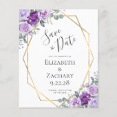 Papier Budget Purple Floral Gold Wedding Enregistrer la d (Devant)