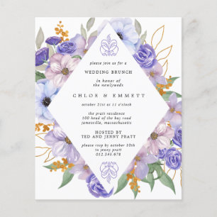 Papier Budget Purple Floral Mariage Brunch Invitation